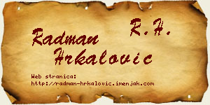 Radman Hrkalović vizit kartica